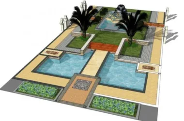 Classical Style Central Courtyard Landscape Model in SketchUp-BIM WORLD