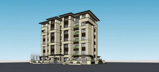 Sketchup Residential Model | Multi story Residence, Apartment, Chinese Style, Residential Building