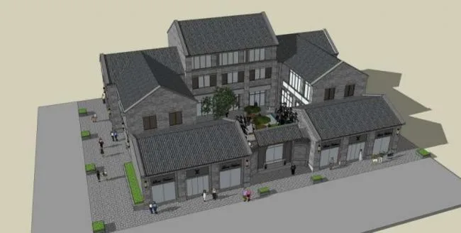 Sketchup Business Model | Stacked Villas, Commercial, Chinese Style