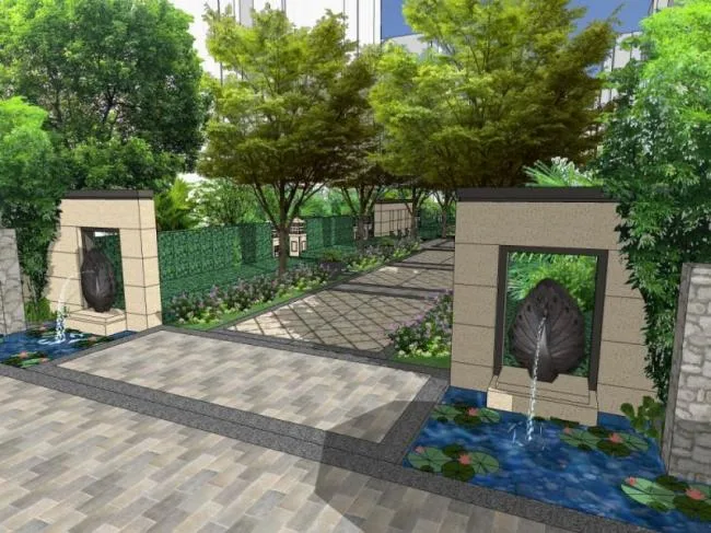 Sketchup Landscape Model | Community Landscape, Residential Landscape, Modern Style