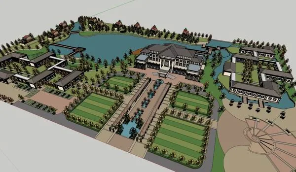SketchUp Villa Model | Solo Commercial Villa in Classical Style
