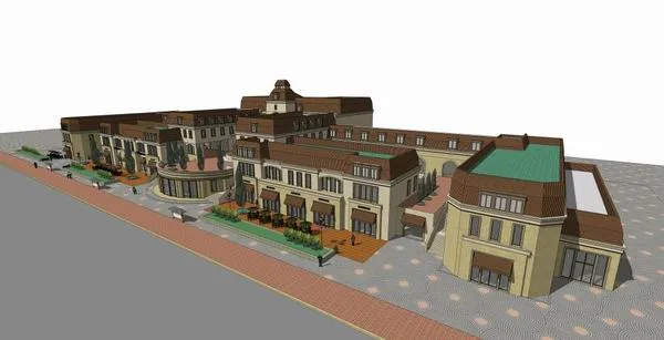 15-Story Classical-Style High-Rise Residential Building with Ground Floor Commercial Space – SketchUp Model