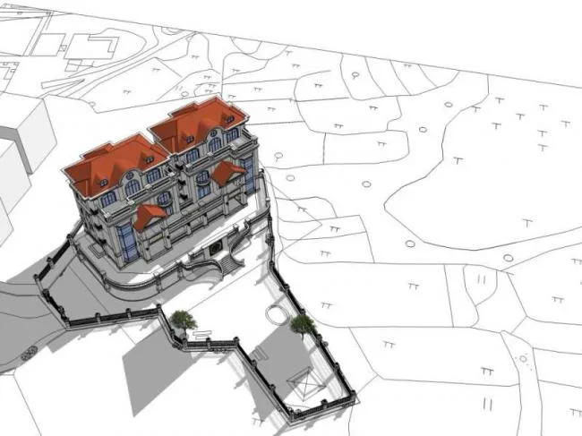 Sketchup Villa Model | Twin Villa, Classical Style
