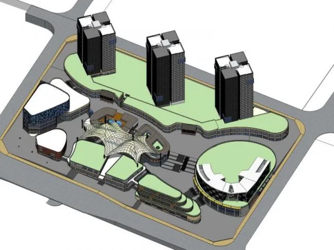 Sketchup Complex Model | Multi story Commercial Complex, Residential, Modern Style