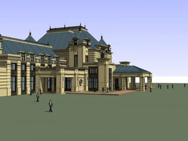 Sketchup Business Model | Multi story Clubhouse, Classical Style