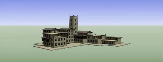 Modern Multi-Story Hotel Model in SketchUp