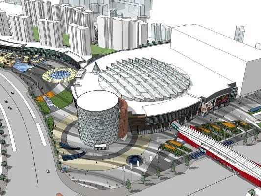 Sketchup Complex Model | Multi story Commercial Complex, Modern Style