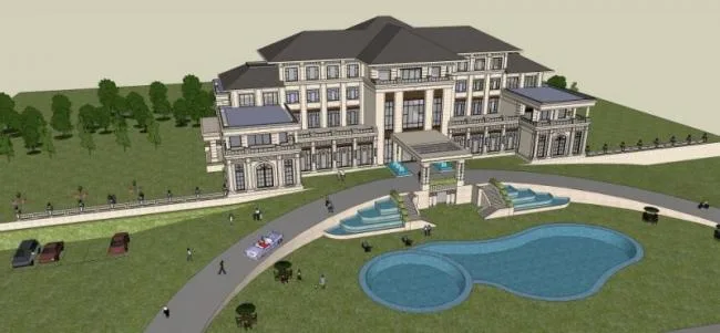 Sketchup Hotel Model | Multi story Hotel Clubhouse, Classical Style