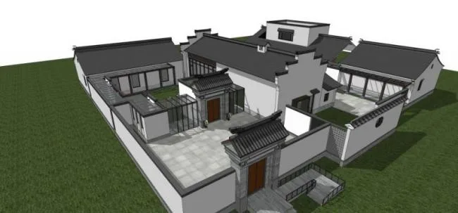 Sketchup Cultural Model | Multi story Academy, Cultural Architecture, Chinese Style