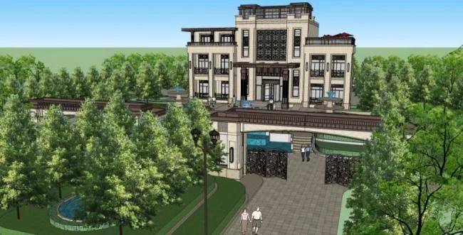Sketchup Business Model | Multi story Clubhouse, Classical Style