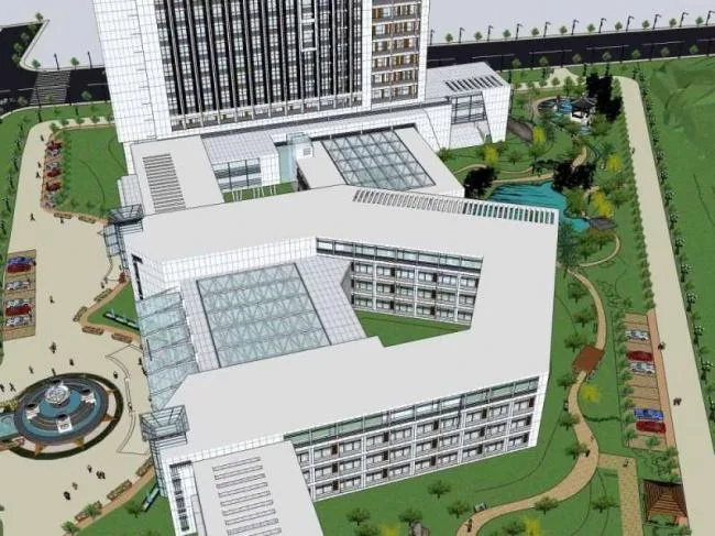 Sketchup Hospital Model | Multi story High rise Hybrid Huishan District People's Hospital, Medical Building, Modern Style