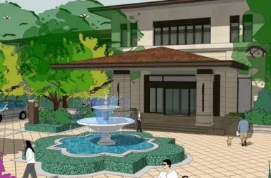 SketchUp Business Model: Multi-Story Jindi International Plaza Entrance in Classic Commercial Style-BIM WORLD