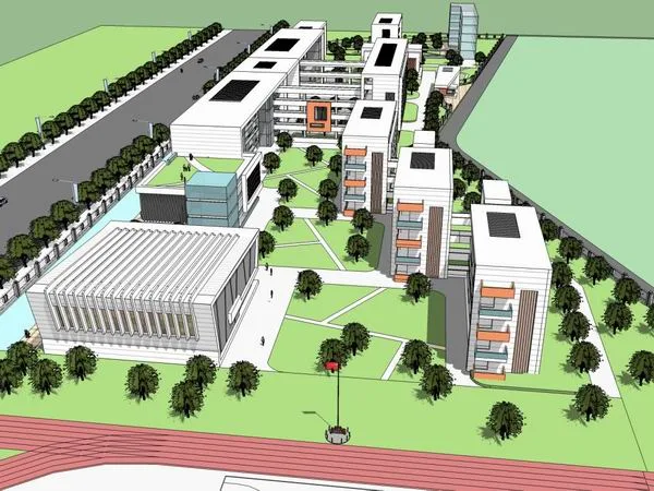 Sketchup School Model | Multi story High School, Campus Educational Architecture, Modern Style