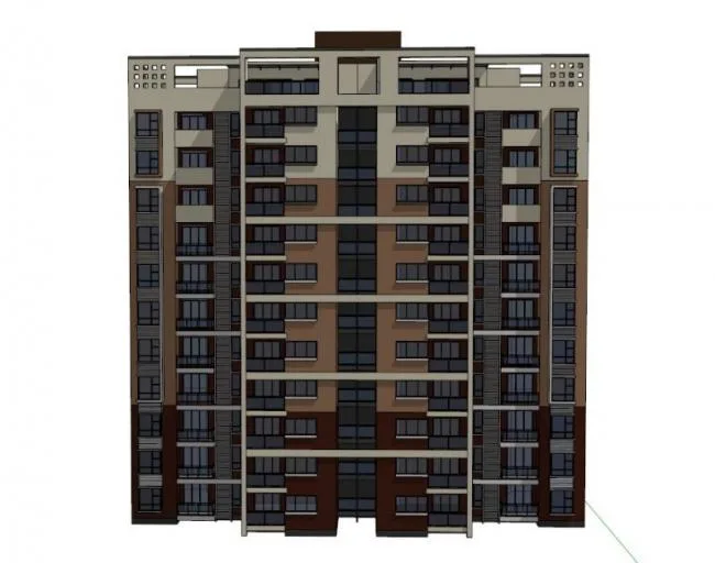 Sketchup Residential Model | High rise residential building, modern style, one staircase and four households