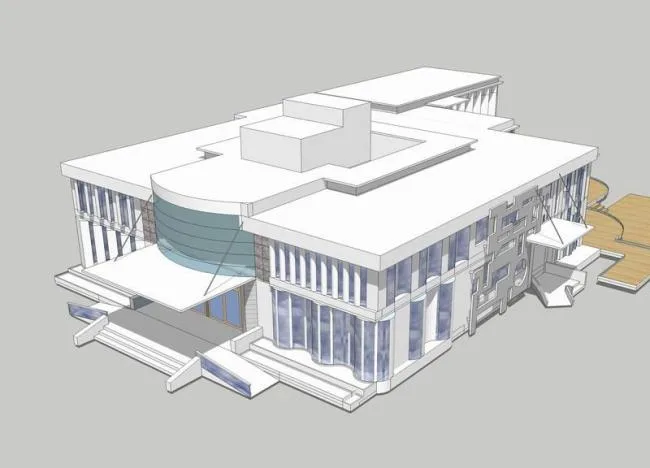 Modern Multi-Story Clubhouse and Compact Office Building in SketchUp