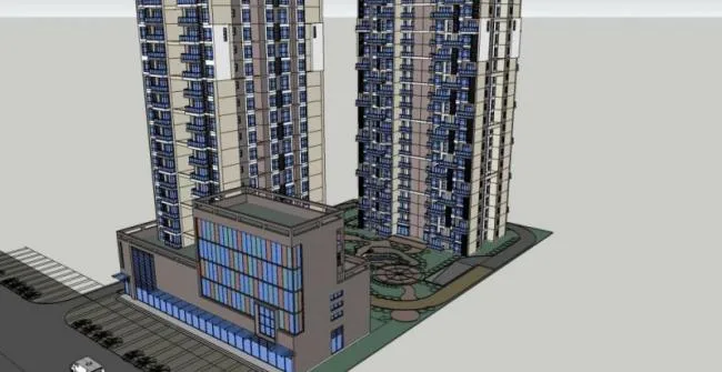 Sketchup Villa Model | High rise Residential, Ground Floor Commercial, Modern Style