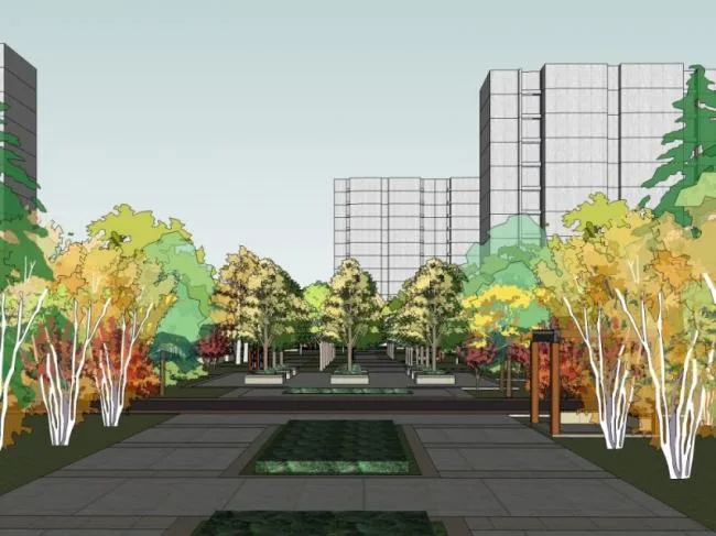 Sketchup Landscape Model | Community Landscape, Residential Landscape, Modern Style