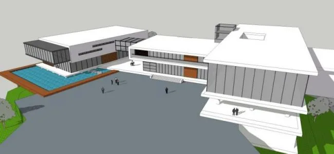 Sketchup Business Model | Multi story Clubhouse, Modern Style