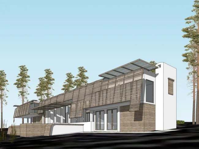 Sketchup Business Model | Small wooden house, modern style, multi story commercial, entertainment and leisure facilities
