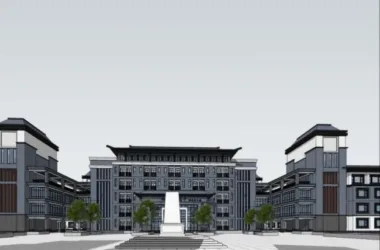 Multi-Story School Campus Model in Chinese Architectural Style | SketchUp Design-BIM WORLD