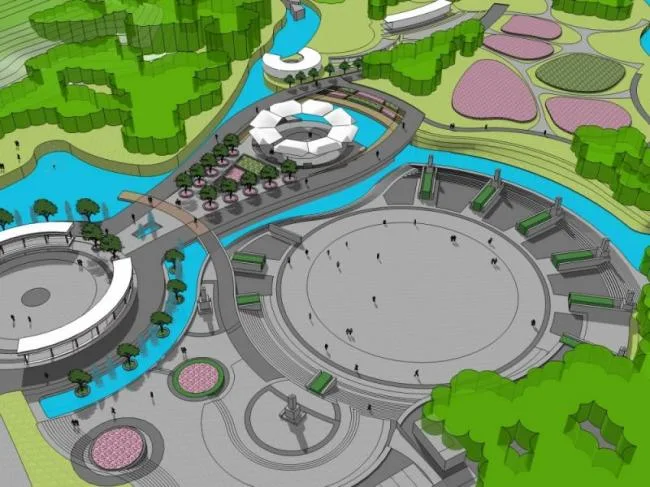 Sketchup Landscape Model | Park Landscape, Modern Style
