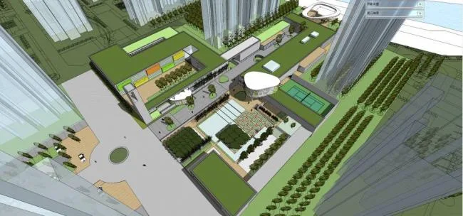 SketchUp Business Model: Multi-Story Clubhouse and Modern Commercial Building Design