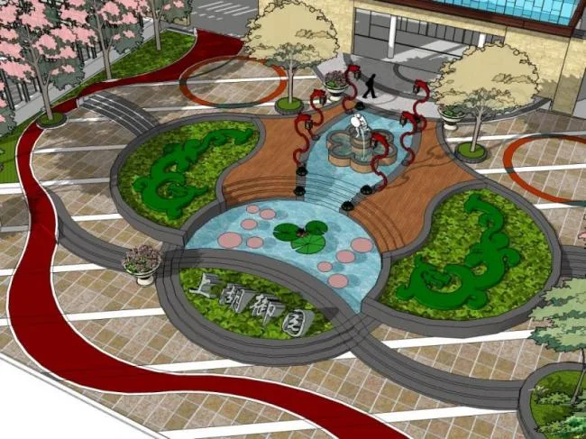 SketchUp Landscape Design: Modern Entrances and Urban Squares