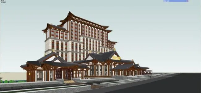 Sketchup Hotel Model | High rise Hotel, Chinese Style, Nanhu Desheng and Hotel Bidding Proposal