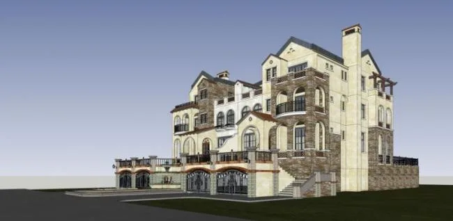 Sketchup Villa Model | Stacked Villa, Classical Style