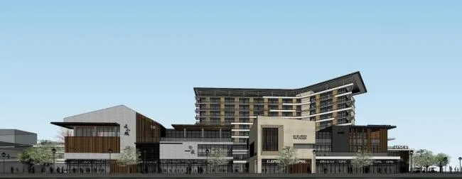 SketchUp Business Model: Modern Multi-Story Commercial Building on Ronghe Commercial Street