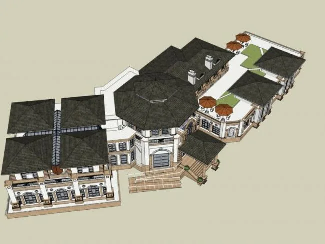 Sketchup Business Model | Multi story Clubhouse, Classical Style