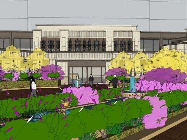Sketchup Landscape Model | Entrance Landscape of the Community, Classical Style