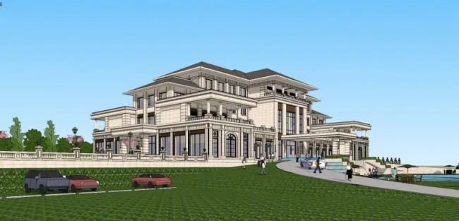 Sketchup Business Model | Multi story Clubhouse, Classical Style