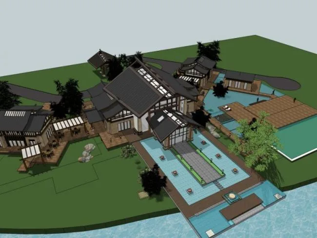 Sketchup Hotel Model | Multi story Hotel, Modern Chinese Style
