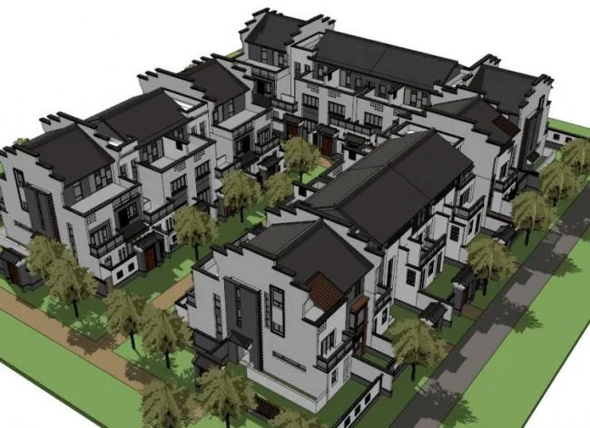 Sketchup Villa Model | Huizhou style Courtyard Villa