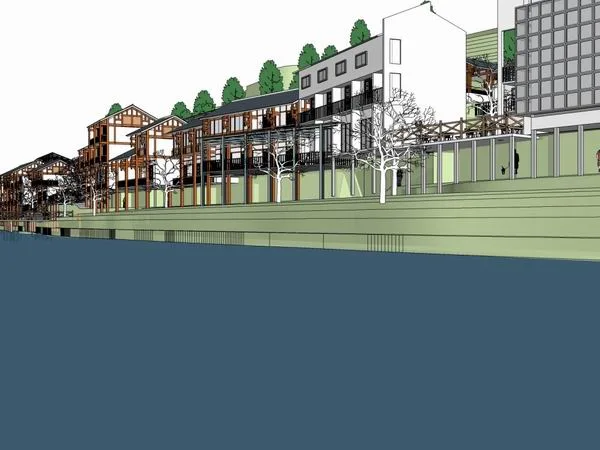 Sketchup Planning Model | Ancient Town Renovation, Multi story, Chinese Classical Style