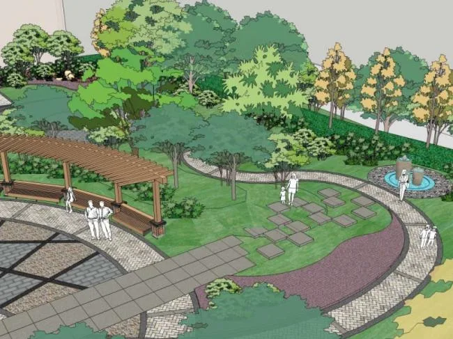 Sketchup Landscape Model | Community Landscape, Residential Landscape, Modern Style