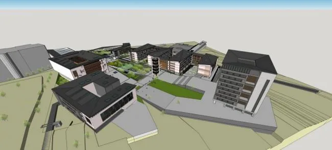 Sketchup School Model | Kunming Industrial Vocational and Technical College, Multi story School, New Chinese Style, Educational Architecture
