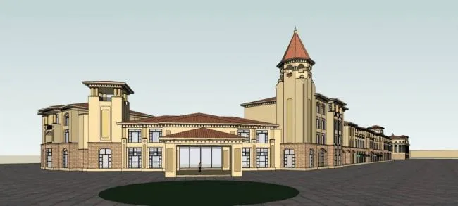 Sketchup Business Model | Multi story Commercial Street, Spanish Style, Classical Style