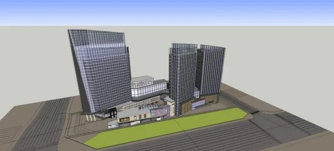 Sketchup Complex Model | Multi story high-rise mixed use, commercial complex, modern style