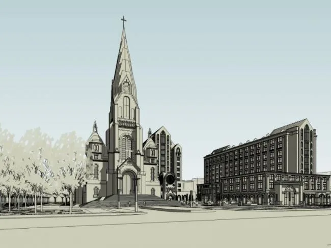 Sketchup Cultural Model | Multi-story Catholic Church, Cultural Architecture, European Style, Classical Style