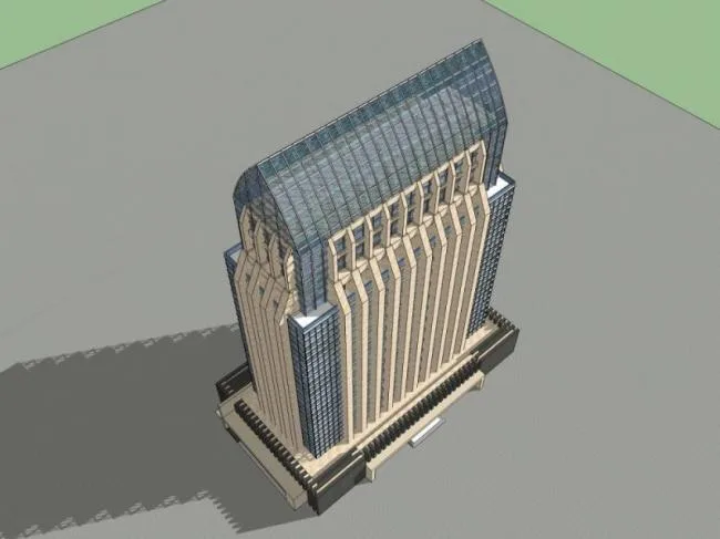 Modern High-Rise Office Building Model in SketchUp