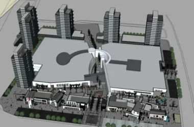 SketchUp Business Model: Modern Chinese-Style Low-Rise Commercial Street-BIM WORLD