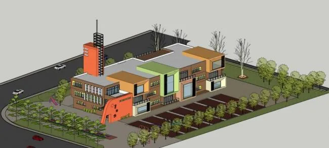 Sketchup School Model | Multi story Kindergarten School, Modern Style, Educational Architecture