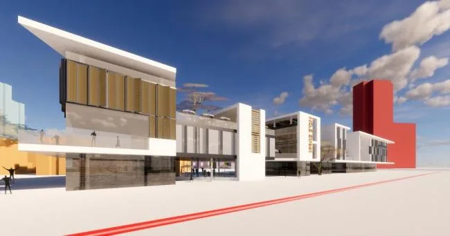 Sketchup Business Model | Multi story street side commercial, modern style