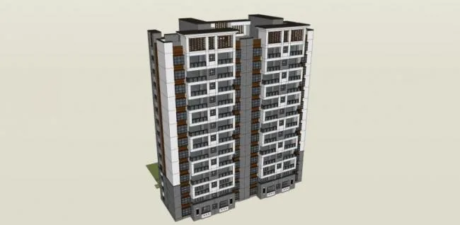 Sketchup Residential Model | High rise Residential Buildings, Modern Style