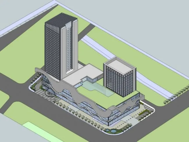 Sketchup Complex Model | Multi story Commercial Complex, Modern Style