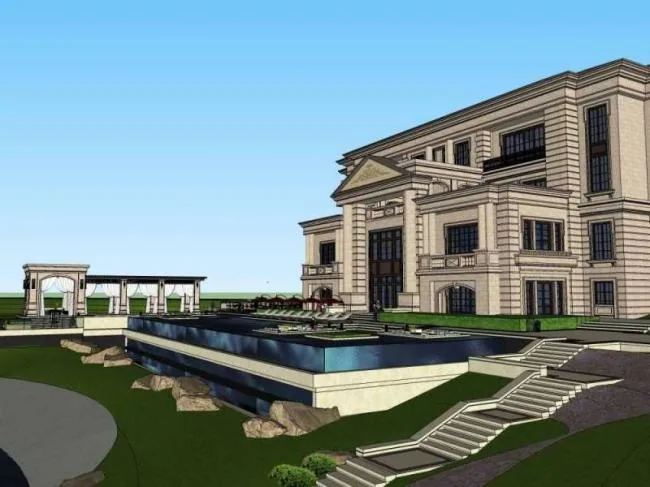 Sketchup Residential Model | Multi story Sales Office, Residential, French Classical Style