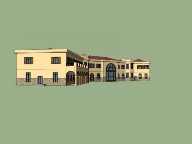 Sketchup Business Model | Low Level Clubhouse, Classical Style