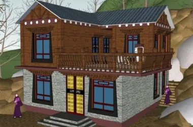Tibetan-Style Two-Story Residential Model in SketchUp-BIM WORLD